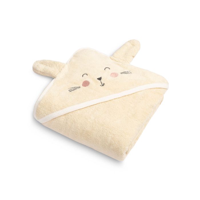 Rätik beebile kapuutsiga "Bunny" 90x90 cm ecru