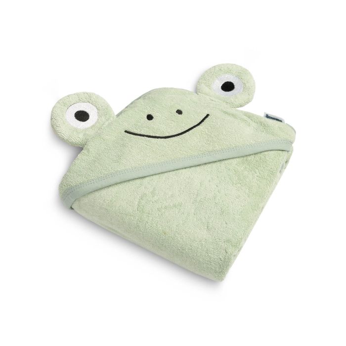 Rätik beebile kapuutsiga "Frog" 90x90 cm green