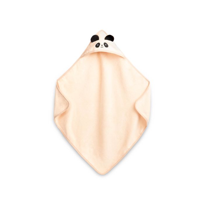 Rätik beebile kapuutsiga "Panda" 90x90 cm beige