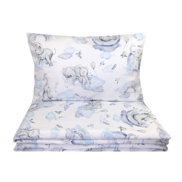 Voodipesu beebidele 135x100 "ELEPHANTS" sinine