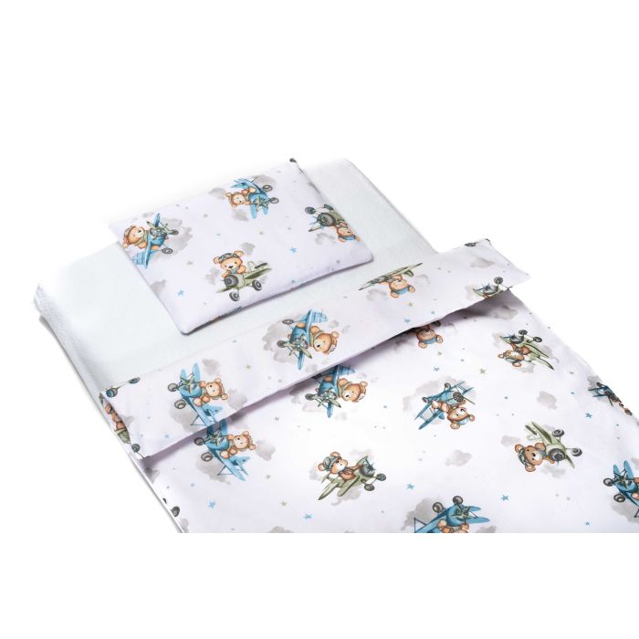Võrevoodi voodipesukomplekt  80x70cm "Bear pilot blue" 