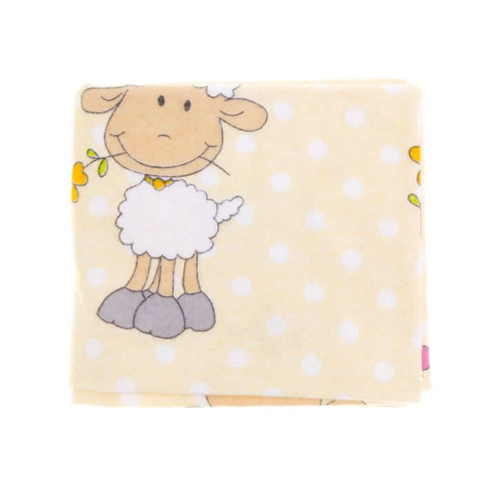 Joonistustega flanellist mähkmed 70x80cm, helekollane/kreemikas