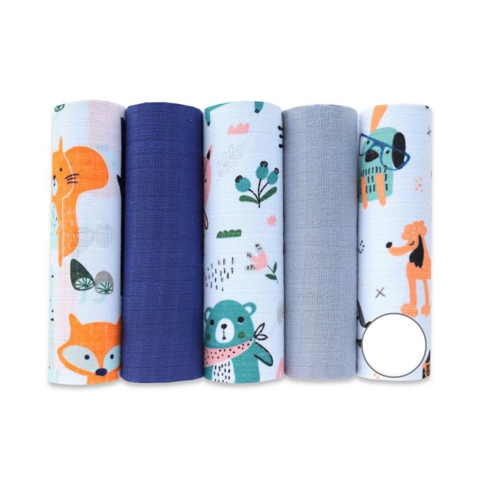 Puuvillaste marli lapid komplekt, 5 tükki, "Dogs" 