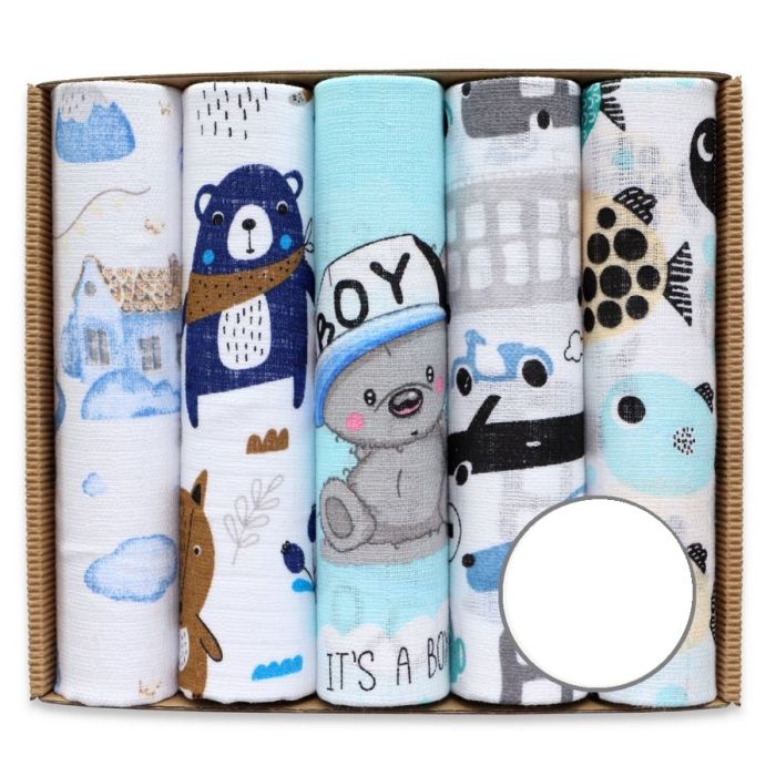 Puuvillaste marli lapid komplekt, 5 tükki,  "Boy"