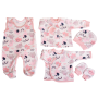 Kūdikio kraitelis - drabužėliai naujagimiui "Jumbo" 5 dalių rožinės spalvos