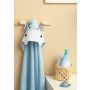 3D kapuutsiga vannilina "Hippo"100x100cm "frotte" sinine