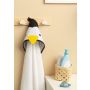 3D kapuutsiga vannilina "Pinguin" 100x100cm frotte valge