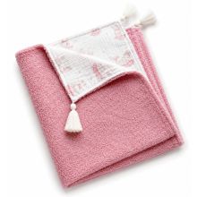 Kahepoolne boucl&eacute; ja musliinist beebitekk  &bdquo;Lumi&ldquo;, 90 &times; 75 cm bunnies