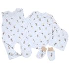 Kraitelis kūdikiui - šliaužtinukai, marškinėliai, kepurytė, pirštinytės su meškiukais