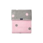 Zaffiro pledas medvilninis, 75x100, pilkas-rožinis, taškiukai