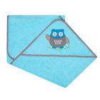 Kapuutsiga vannilina "Happy owl" 80x80cm "frotte" sinine