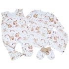 Kraitelis kūdikiui - šliaužtinukai, marškinėliai, kepurytė, pirštinytės su meškiukais