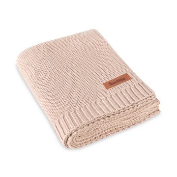 Kootud bambusviskoos beebitekk "Elva" 100x80 cm dusty pink