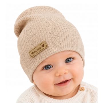 "Natural" puuvillane Beanie müts vastsündinule - Beige