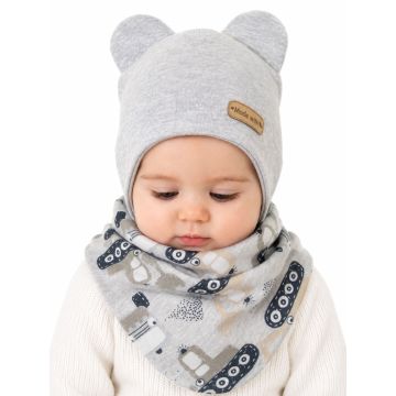 Beebi müts ja sall  "Love" - Grey