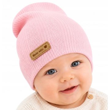 "Natural" puuvillane Beanie müts vastsündinule - Pink
