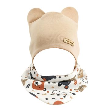 Beebi müts ja sall  "Love" - Beige bears