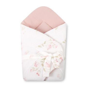 Musliinist ümbriktekk beebile "Flowers pink" 