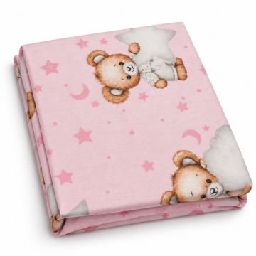 Puuvillane kummiga voodilina 60x120 cm "Sweet bear pink"
