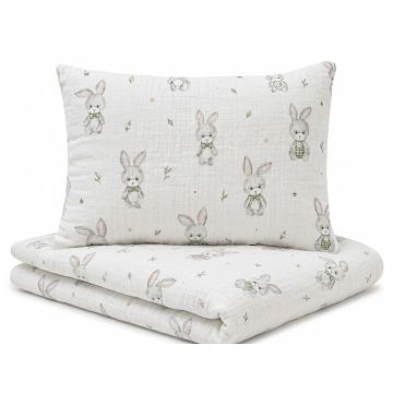Musliinpuuvillast voodipesukomplekt beebile 80x70 cm "Sweet Bunny" 