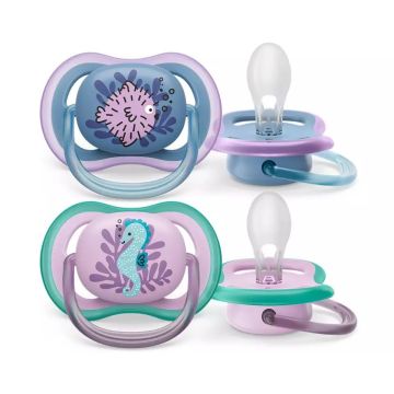 Lutt AVENT "Ultra Air" ortodontinis 6-18 m 2vnt  Sea horse