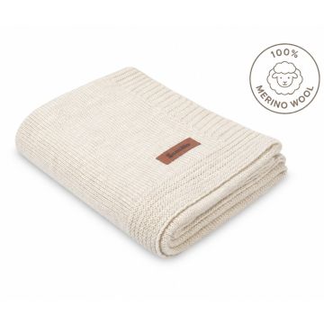 Kootud beebitekk "Merino" 90x75 cm light beige