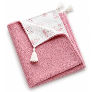Kahepoolne bouclé ja musliinist beebitekk  „Lumi“, 90 × 75 cm bunnies