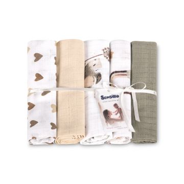 Puuvillaste marli lapid komplekt, 5 tükki, "Mouse beige" 