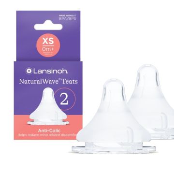 Lansinoh NaturalWave® Extra Slow Flow eriti aeglase vooluga lutipudeli lutid vastsündinule, 2 tk