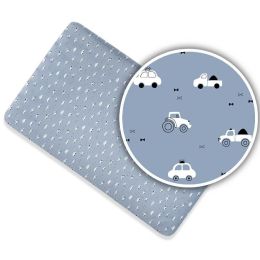 Ankras paklodė su guma 120x60 mašinytės mėlyna