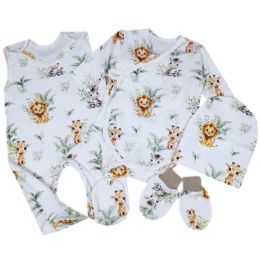 Kraitelis kūdikiui - šliaužtinukai, marškinėliai, kepurytė, pirštinytės su meškiukais