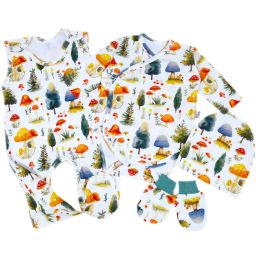 Kraitelis kūdikiui - šliaužtinukai, marškinėliai, kepurytė, pirštinytės su meškiukais