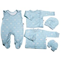 Komplekt vastsündinule 5-e osaline "Bear glamour mint"