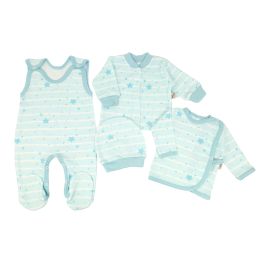 Kraitelis kūdikiui - šliaužtinukai, marškinėliai, kepurytė, pirštinytės su meškiukais