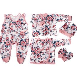 Kūdikio kraitelis - drabužėliai naujagimiui "Flora" 5 dalių 