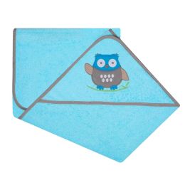 Kapuutsiga vannilina "Happy owl" 80x80cm "frotte" sinine