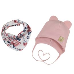 Beebi müts ja sall "Love" - Powder pink flora