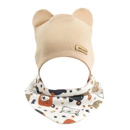 Beebi müts ja sall  "Love" - Beige bears