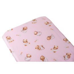 Paklodė su guma 120x60 "Golden goose pink"- medvilninė