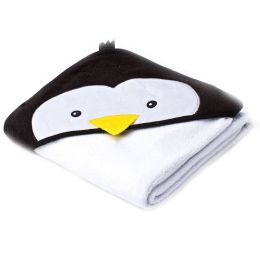 3D kapuutsiga vannilina "Pinguin" 100x100cm frotte valge