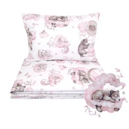 Patalynė kūdikio lopšiukui 80x70cm "Cosy clouds" rausvos spalvos 