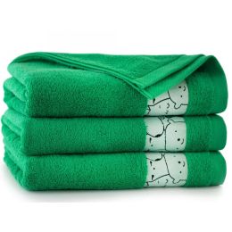 Rätik (Egiptuse puuvill) "Happy faces" 130X70 cm roheline