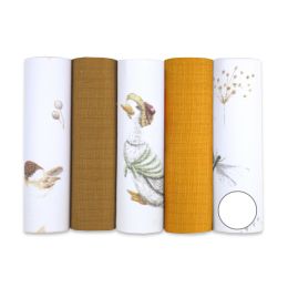 Puuvillaste marli lapid komplekt, 5 tükki, "Bright"